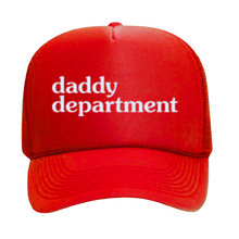 Load image into Gallery viewer, daddy department red trucker hat
